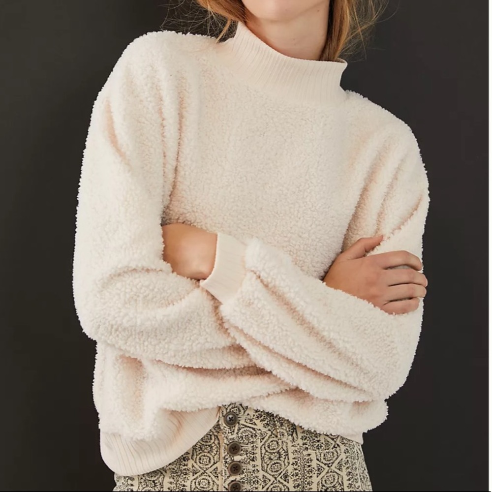 Anthropologie Brynne Mock Neck Sherpa Sweater XL
